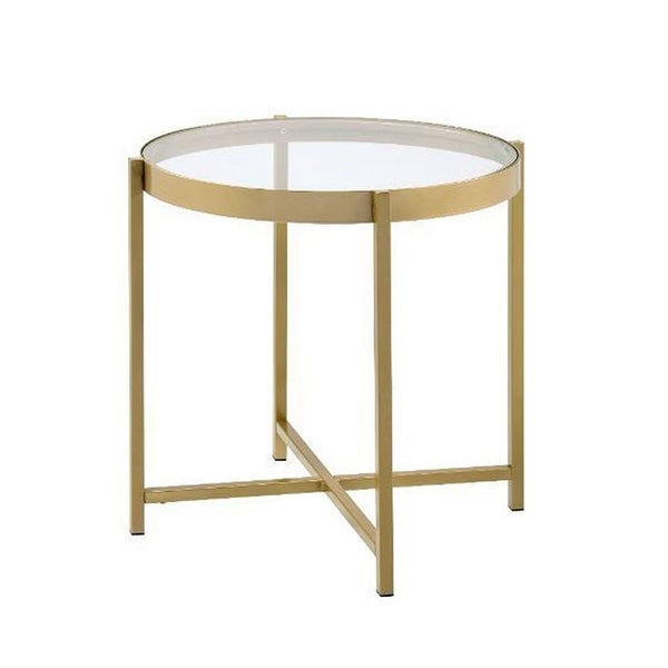 Glass Cross Legs End Table, Side Table