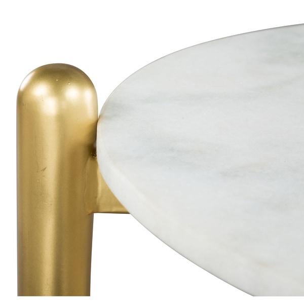 Mina Marble Side Table White and Gold - White, Brown, Gold - 18