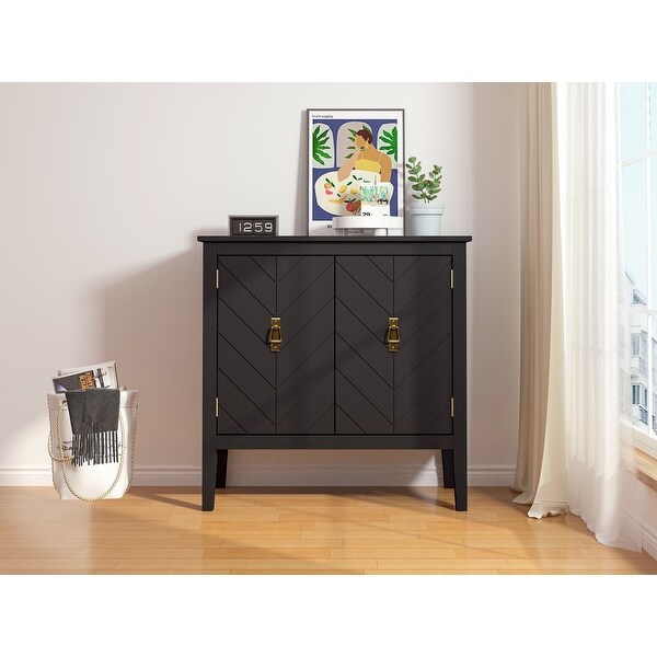 2 Door Wooden Cabinets, Black Wood Cabinet Vintage Style Sideboard for Living Room Dining Room Office