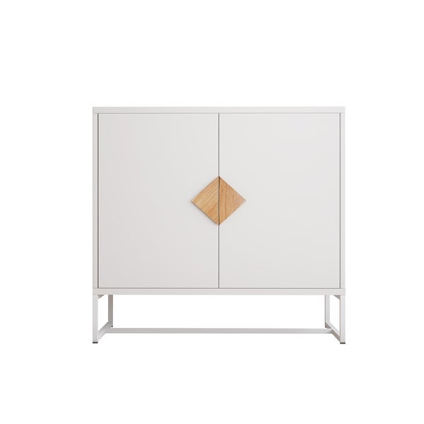 White Modern Sideboard,Kitchen Storage Cabinet with Metal Legs