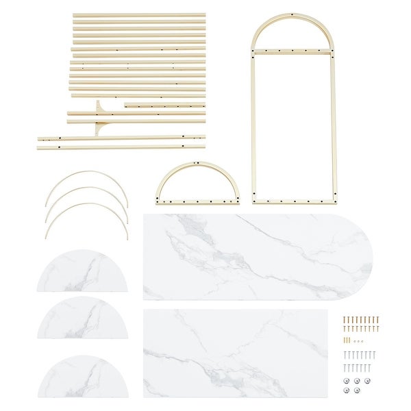Ivinta Console Table with Storage, White Gold Entryway Table with Shelves, Gold Sofa Table for Living Room, Hallway