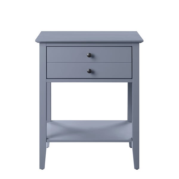 Grardor Side Table (USB Charging Dock) with 1 Drawer and 1 Open Compartment, Gray