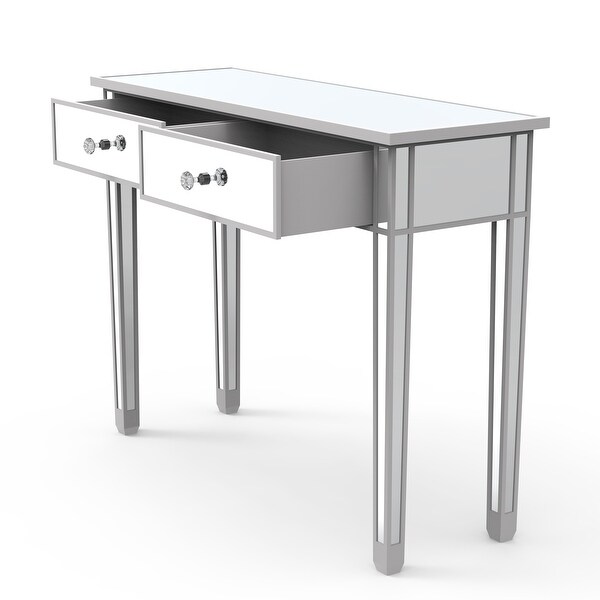 Mirrored Console Table Entry Table with 2 Drawers, Accent Sofa Table for Living Room