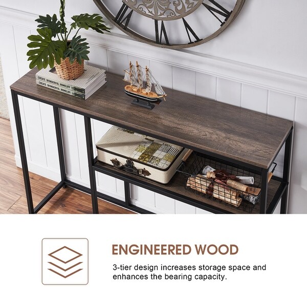 Mcombo Narrow Console Table, Sofa Table Small TV Entryway Table with Storage Shelf, Buffet Table for Hallway Living Room