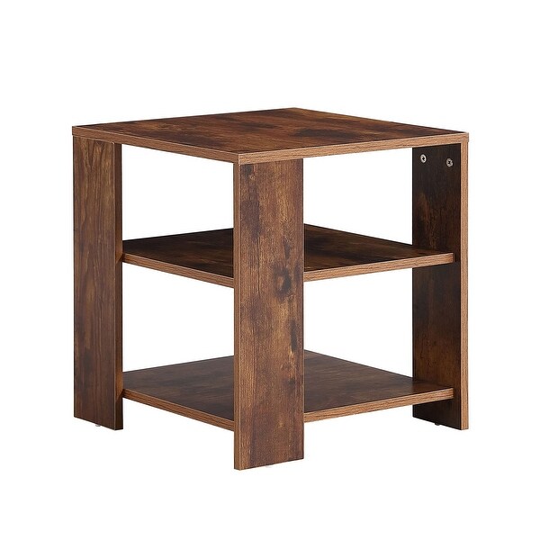 3 Tier Square End Table Simple Style Design Side Table with Storage Nightstand for Living Room, Bedroom, Sofa, Hall