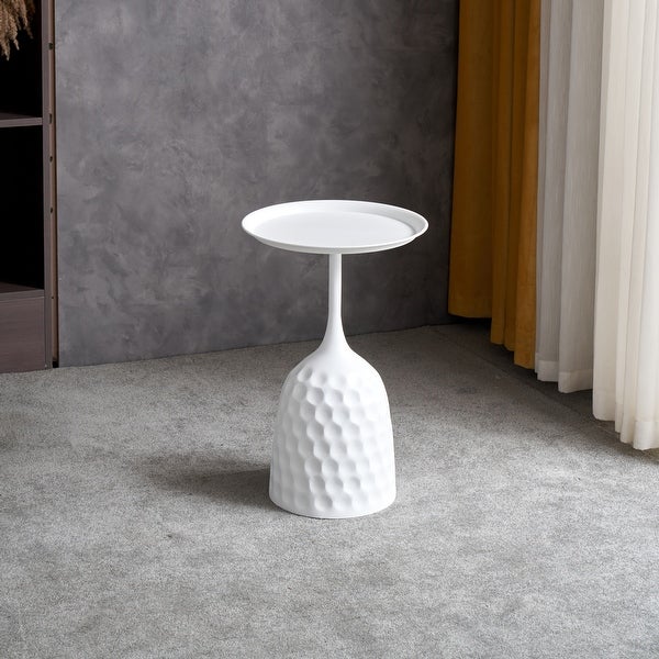 Wine Cup Metal Side Table, Small Sofa Table, Round White Nightstand