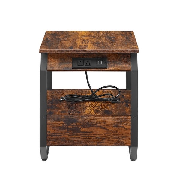 End Table/Side Table with Charging Station,Nightstand with 1 drawer