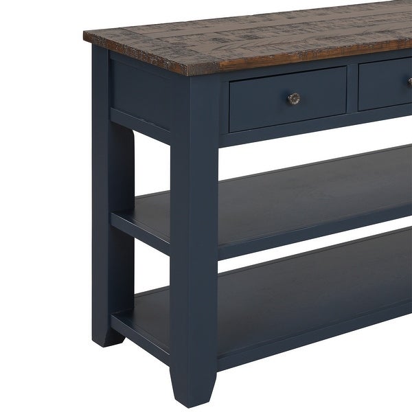Side Table Console Table, Sofa Side Table with 3 Drawers and 2 Shelves