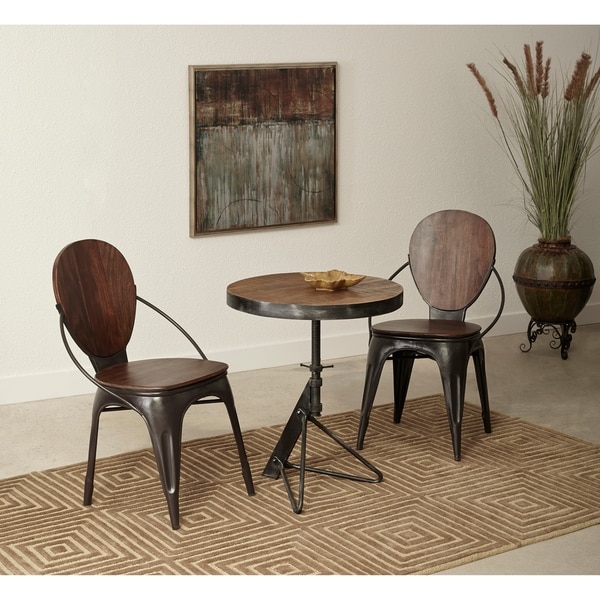 Somette Adjustable Round Accent Table, Braden Natural and Restoration - 24