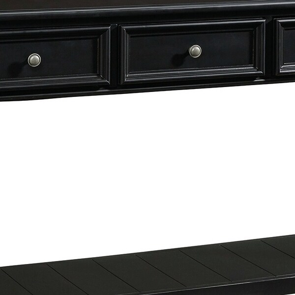 Billy 50 Inch Sofa Console Table, 3 Drawers and Plank Style Shelf, Black