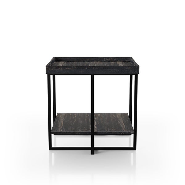 Furniture of America Alivia Rustic Black 24-inch 1-shelf Side Table