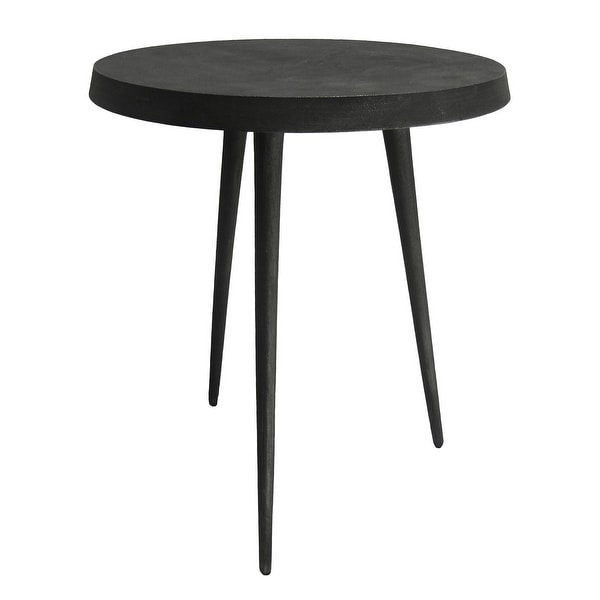 23 Inch Round Modern Minimalist Metal Side Table with Tripod Base, Charcoal Black
