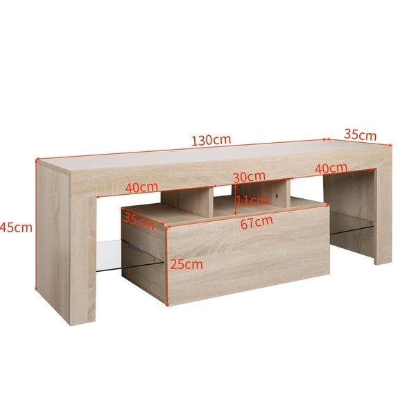 Media Console Table with LED Lights and Storage Cabinet, Up to 60