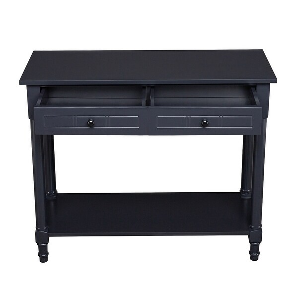 2-Tier Console Table with 2 Drawers, Sofa Table with Storage Shelves