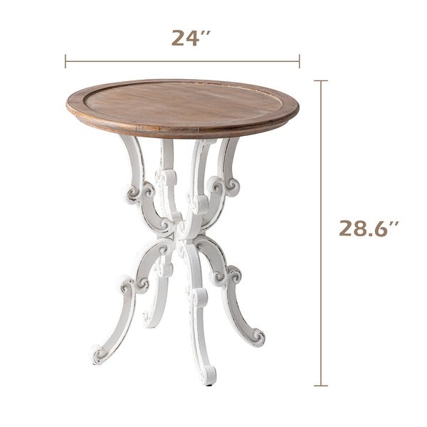 COZAYH Rustic Farmhouse End Table, Natural Top Side Table for Family, Dinning or Living Room, Handcrafted Finish, Modern