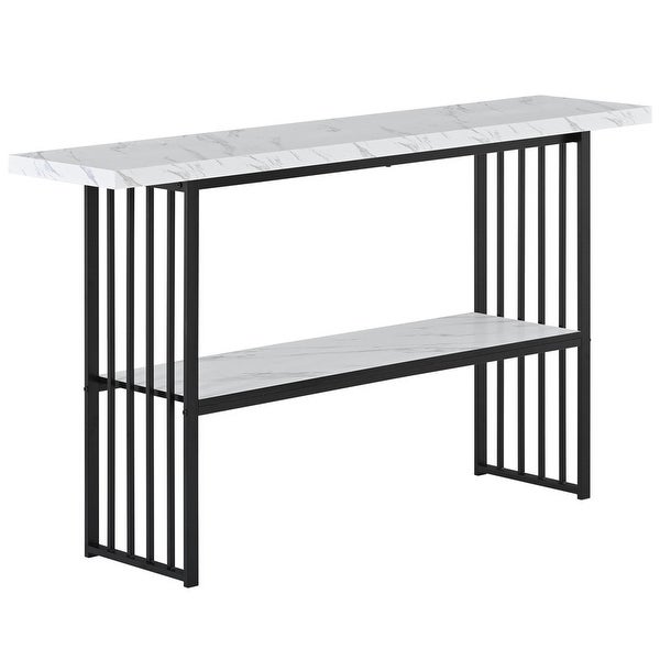 63'' Console Table with 2 Shelves, Extra Long Entryway Table with Metal Frame