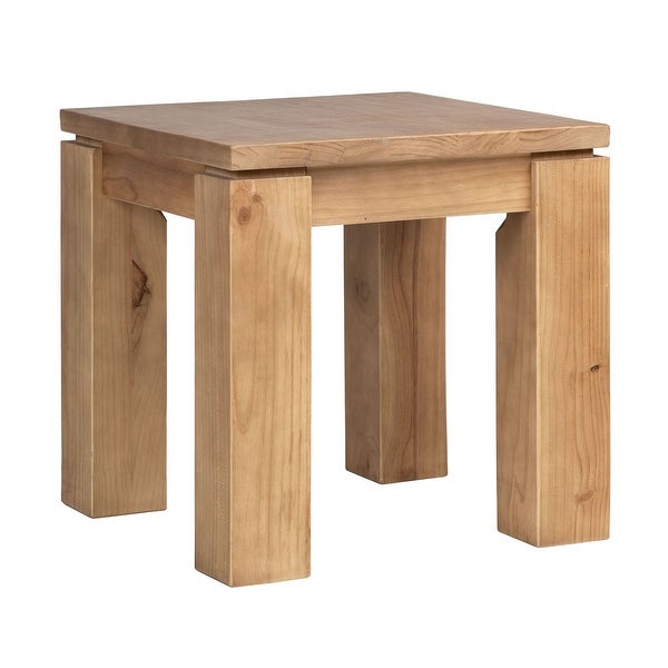 Datona 22-inch Square Reclaimed Pine Block Feet Side Table, Natural Finish