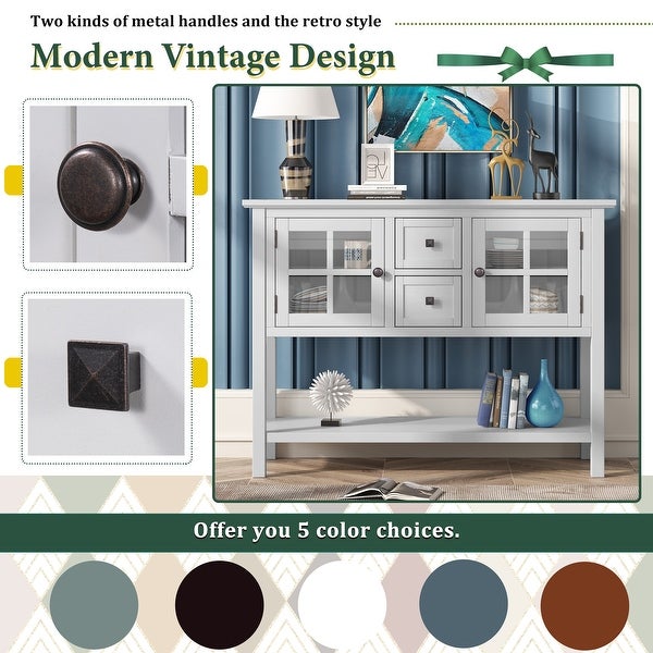 45'' Modern Console Table with 2 Drawers, 2 Cabinets and 1 Shelf