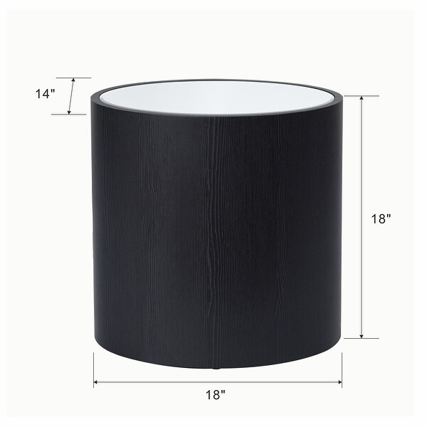 Dann Foley Lifestyle - Oval Side Table - Black Veneer, Inset Mirrored Table Top