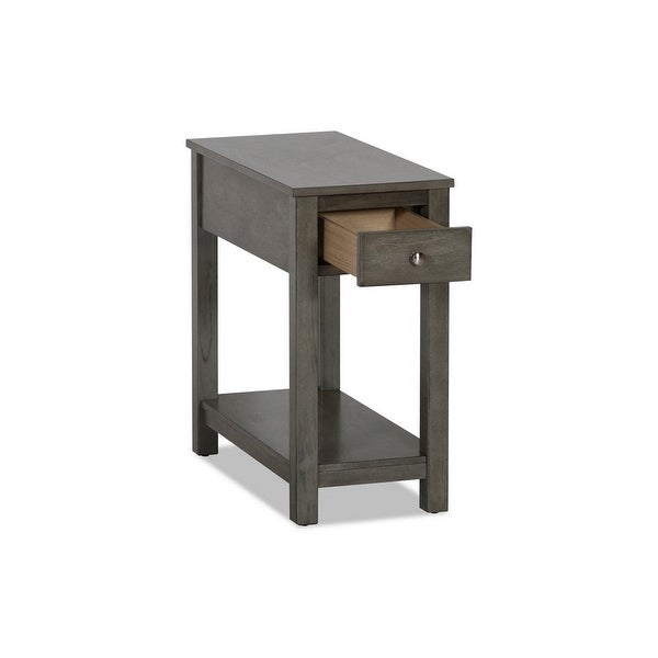 Nili 24 Inch Side End Table, Warm Gray Finish, Single Drawer and Shelf - 24 H x23.75 W x 12 L Inches