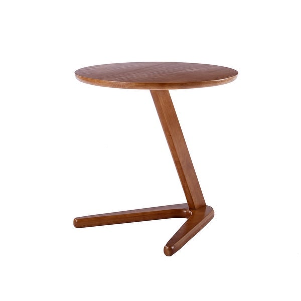 Side Table Round, Small Coffee Table Modern Solid Rubber Wood End Table for Living Room /Bedroom/ Office, V-Shaped Base