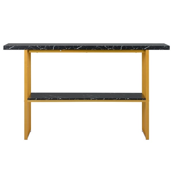 Console Table with 2 Shelves, Extra Long Entryway Table with Metal Frame