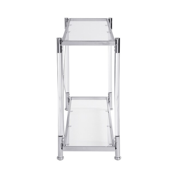Acrylic Glass Side Table,Chrome Sofa Table, Console Table for Living Roomand Bedroom