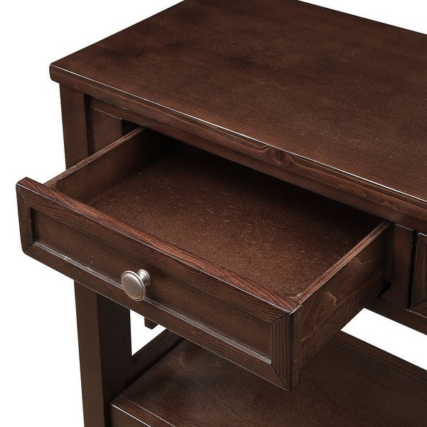 36'' Vintage Style Pine Wood Console Table Sofa Table with 4 Drawers 1 Storage Shelf for Entryway, Living Room