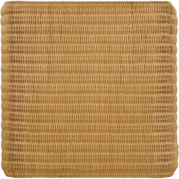 22 Inch Side End Table, Woven Rattan Frame, Waterfall Edges, Square Surface - 22L x 22W x 20H, in inches