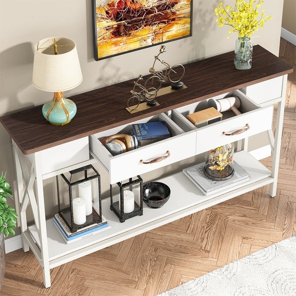 Sofa Table, Narrow Industrial Console Table,Entryway Table with Drawer