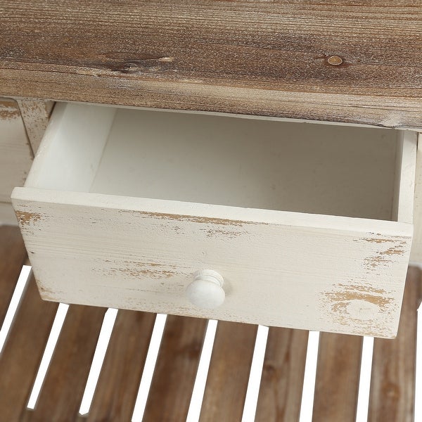 Distressed White and Brown Wood 2-drawer Console Table - 31.5