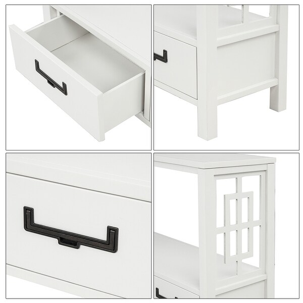 Wood Console Table With 2 Bottom Drawers,Narrow Entrance Table