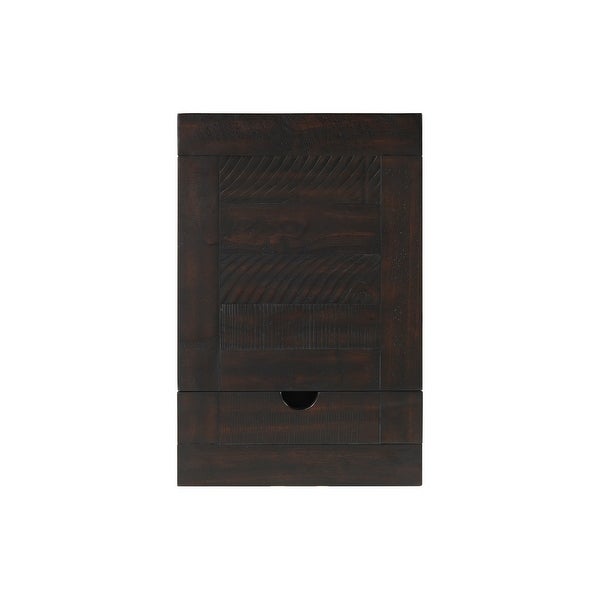 Rustic Chairside Table with hidden Charging Station, Solid Wood