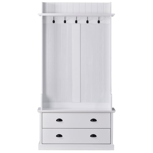 Hallway Coat Rack with Hooks and Drawers , Metal drawer Handles
