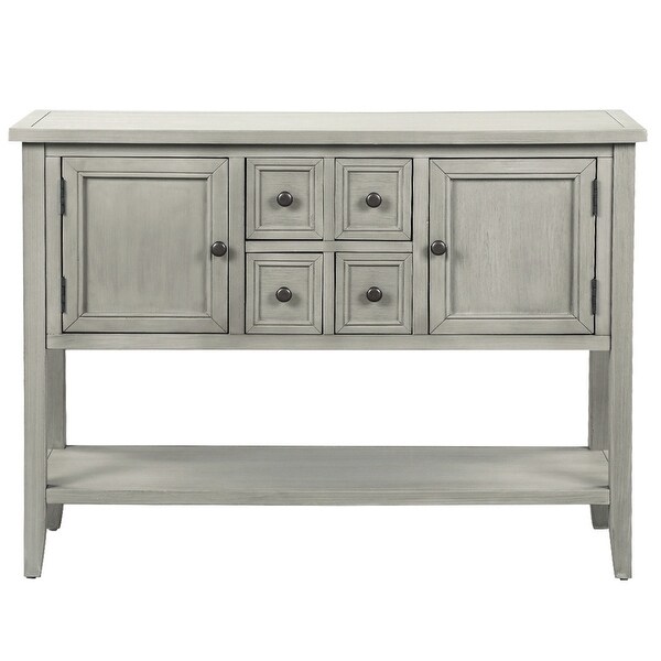Retro Style Buffet Sideboard Wood Console Table with Bottom Shelf, Easy Assemble, for Living Room, Kitchen, Entryway