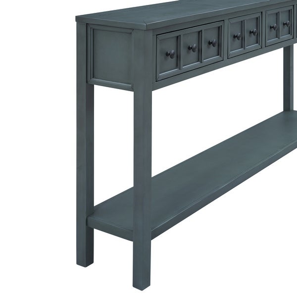 Entryway Console Table, Long Sofa Table with Drawers and Bottom Shelf