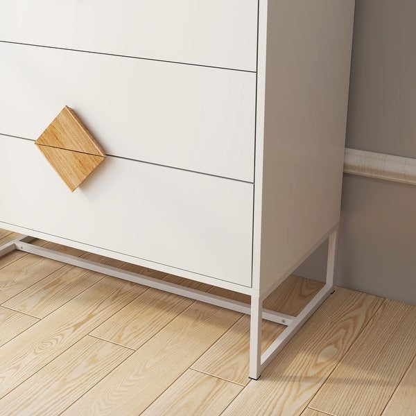 White Modern Sideboard,Kitchen Storage Cabinet with Metal Legs