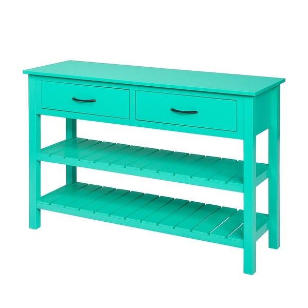 3-Tier Console Table with 2 Drawers, Sofa Table with Storage Shelves