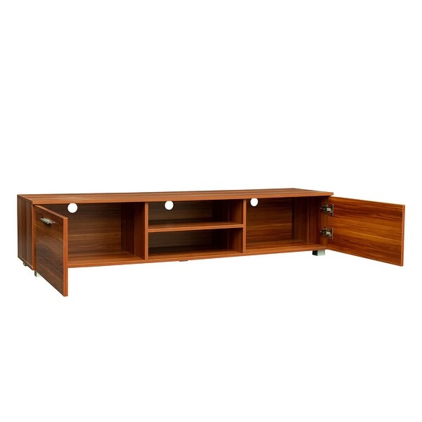 TV Stand Media Console Entertainment Center Table, 2 Storage Cabinet with Open Shelves for 70