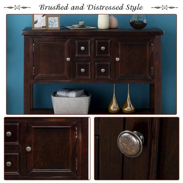 Buffet Sideboard Console Table with Bottom Shelf (Espresso),Foyer Sofa Table Narrow for Entryway, Living Room, Hallway - 46