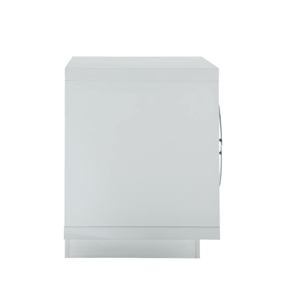 Chic Home Norcia Nightstand Side Table Crocodile Lacquer Finish with 2 Self Closing Drawers, Modern Contemporary