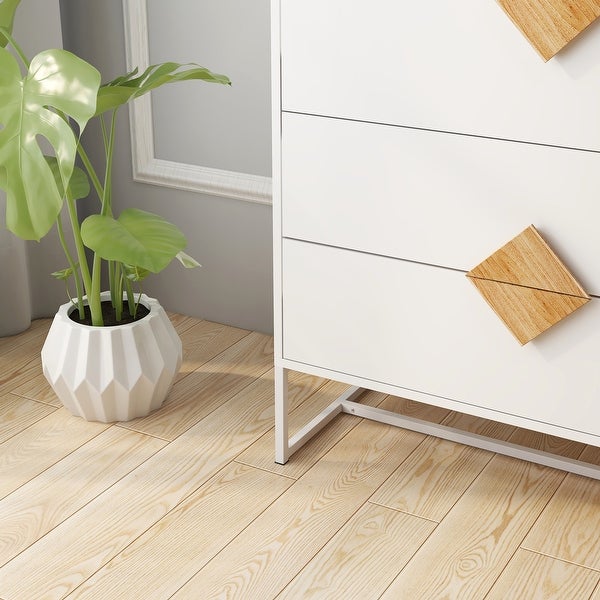 White Modern Sideboard,Kitchen Storage Cabinet with Metal Legs
