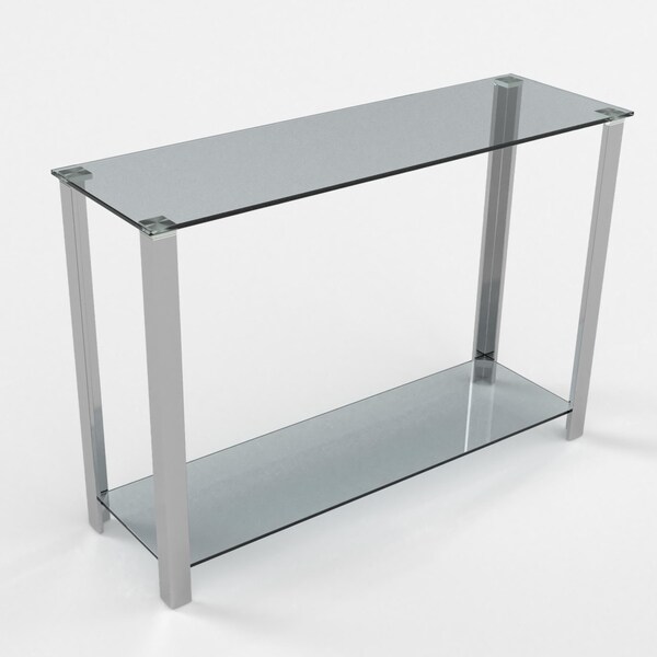 Cortesi Home Melissa Double Shelf Glass Console Table, 43