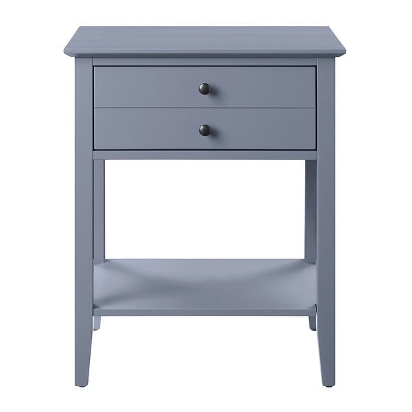Rectangular Wooden Side Table with 1 Drawer and 1 Bottom Shelf, Gray - 28 H x 16 W x 22 L Inches