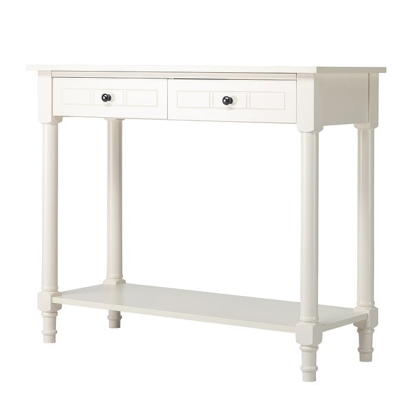2-Tier Console Table with 2 Drawers, Sofa Table with Storage Shelves