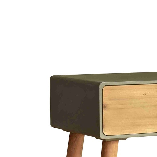 Wooden Side Table with Tapered Legs and Single Drawer, Gray and Brown - 23.62 H x 13.78 W x 20.47 L Inches