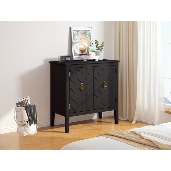 2 Door Wooden Cabinets, Black Wood Cabinet Vintage Style Sideboard for Living Room Dining Room Office
