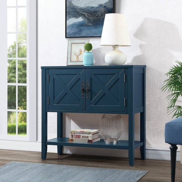 35'' Wood Sideboard Console Table with Bottom Shelf and 2 Door Cabinet for Living Room, Entryway, Kitchen Dining Room Furniture
