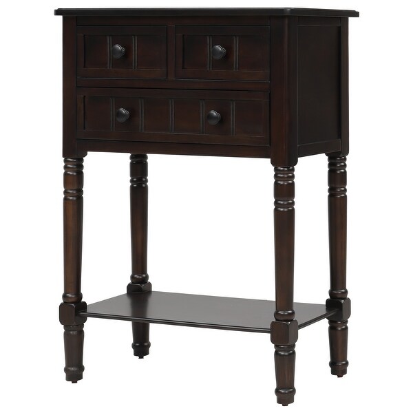 Narrow Console Table, Slim Sofa Table with Three Storage Drawers