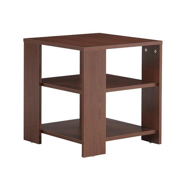 Square wooden Side Table,3-tier End Table